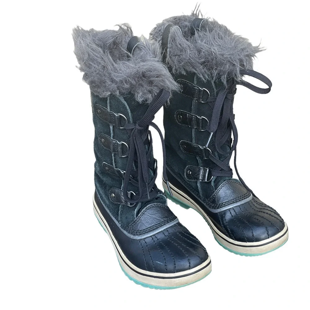 Sorel Girls Joan of Arctic Girls Black Shearling Winter Boots - Size 2
